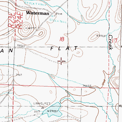 Topographic Map of Waterman Flat, OR