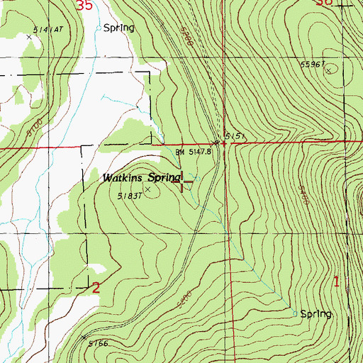 Topographic Map of Watkins Spring, OR