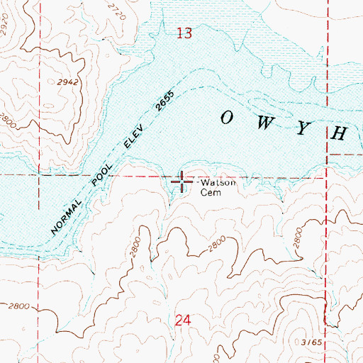 Topographic Map of Watson Cemetery, OR