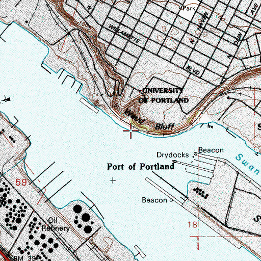Topographic Map of Waud Bluff, OR