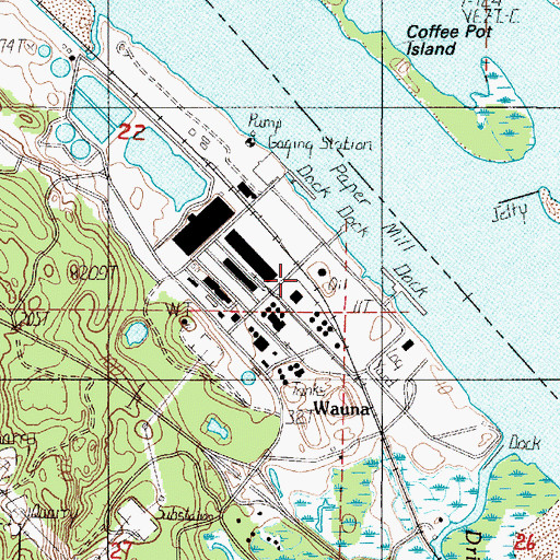 Topographic Map of Wauna, OR