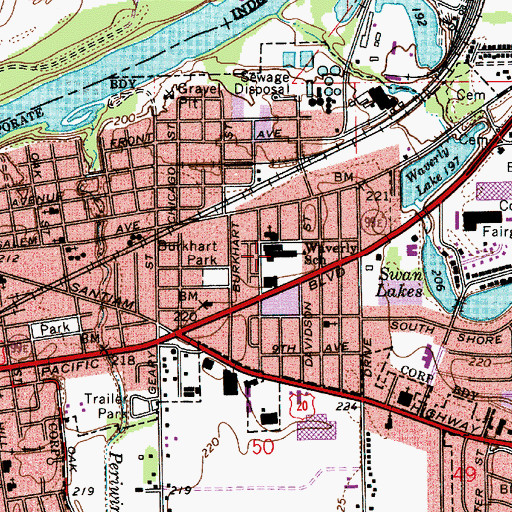 Topographic Map of Waverly Elementary School, OR