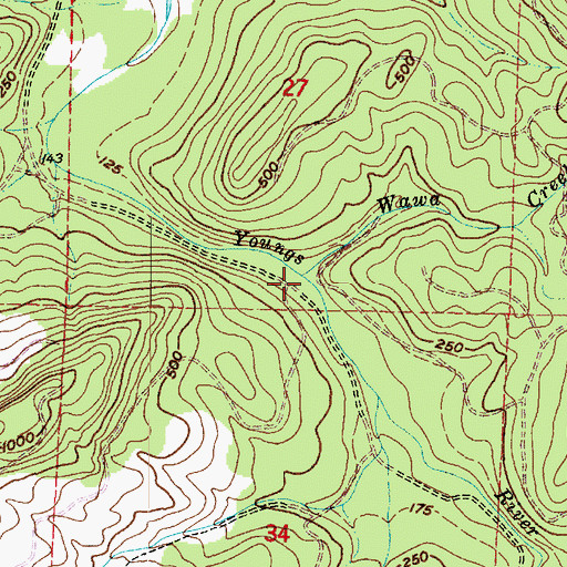 Topographic Map of Wawa Creek, OR