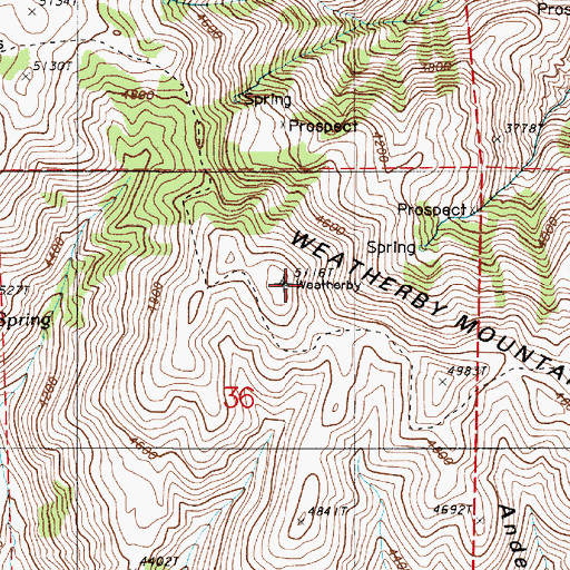 Topographic Map of Weatherby Mountain, OR