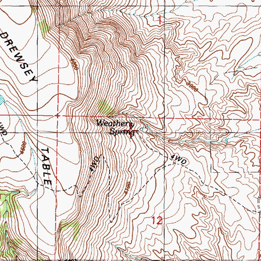 Topographic Map of Weatherly Spring, OR