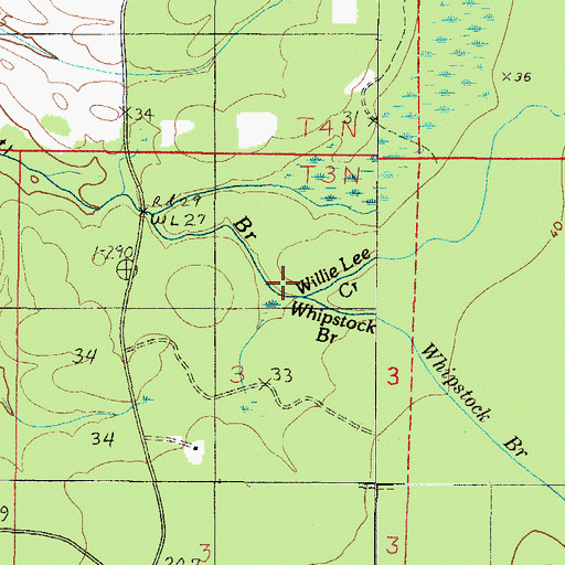 Topographic Map of Willie Lee Creek, AL