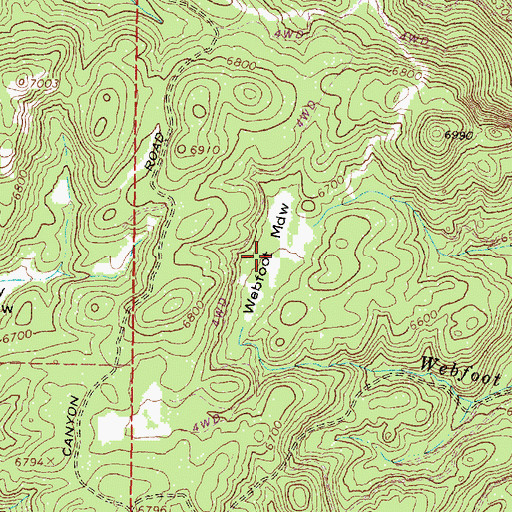 Topographic Map of Webfoot Meadow, OR