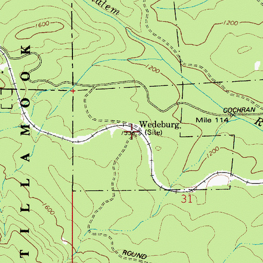 Topographic Map of Wedeburg, OR