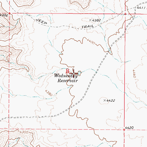 Topographic Map of Wednesday Reservoir, OR
