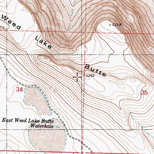 Topographic Map of Weed Lake Butte, OR
