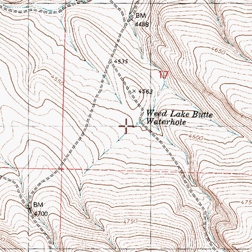 Topographic Map of Weed Lake Butte Waterhole, OR
