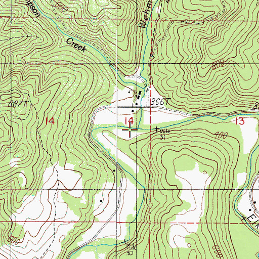 Topographic Map of Wehmeyer Creek, OR
