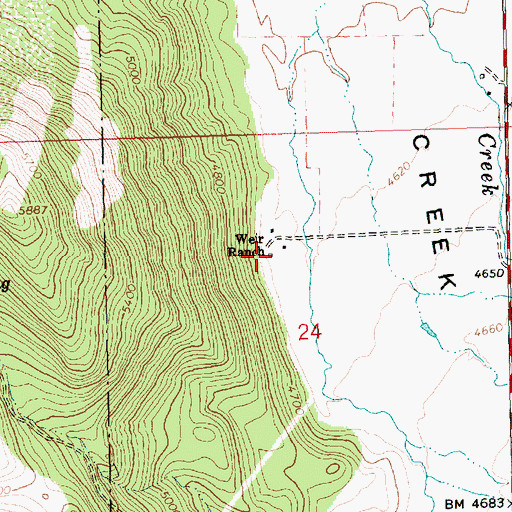 Topographic Map of Weir Ranch, OR
