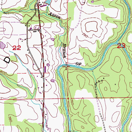 Topographic Map of Aaron Branch, AL