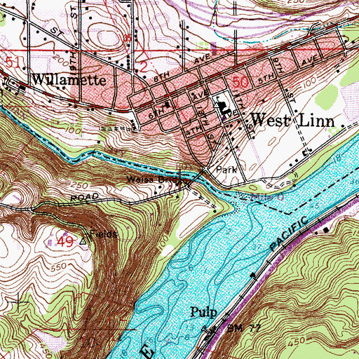 Topographic Map of Weiss Bridge, OR