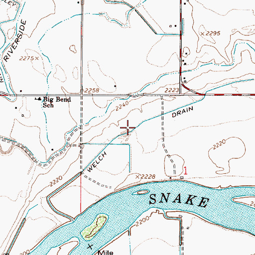 Topographic Map of Welch Drain, OR
