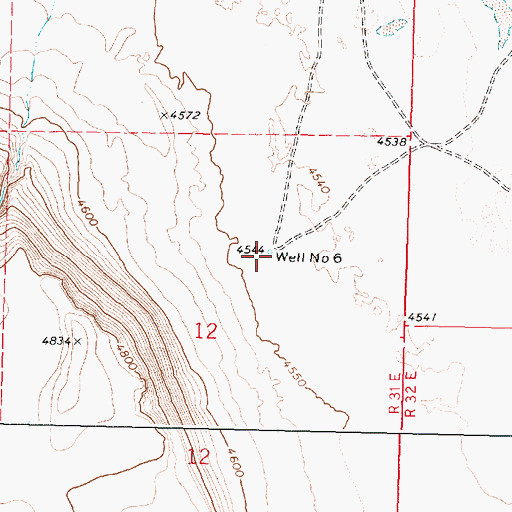 Topographic Map of Well Number Six, OR