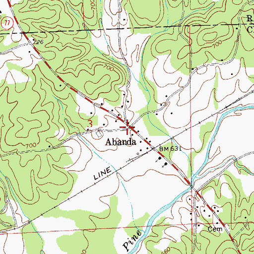 Topographic Map of Abanda, AL