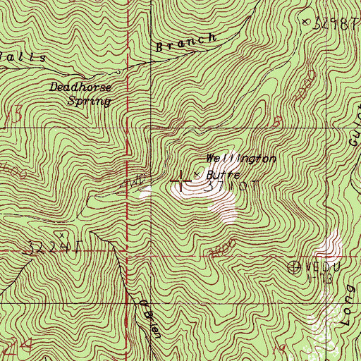 Topographic Map of Wellington Butte, OR