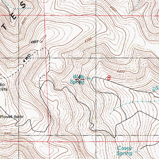 Topographic Map of Wells Spring, OR