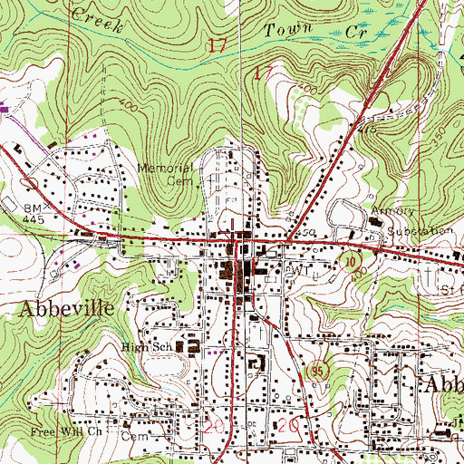 Topographic Map of Abbeville, AL
