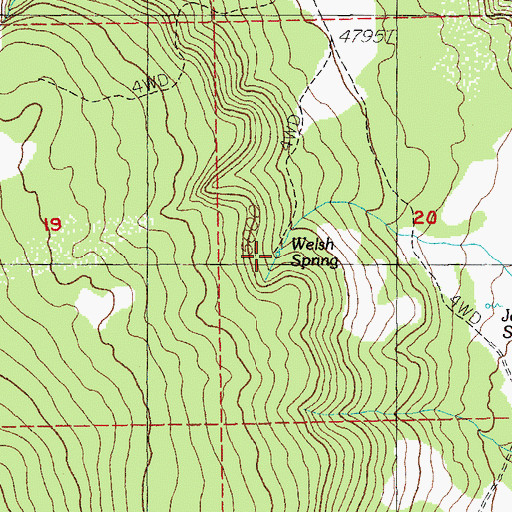 Topographic Map of Welsh Spring, OR