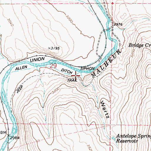 Topographic Map of Wertz Draw, OR