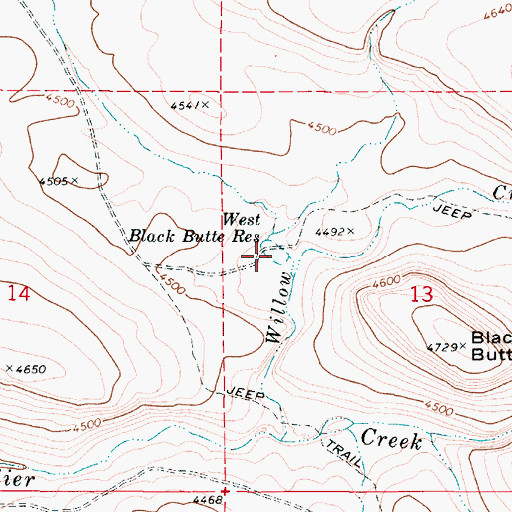 Topographic Map of West Black Butte Reservoir, OR