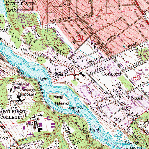 Topographic Map of Riverside Elementary School, OR