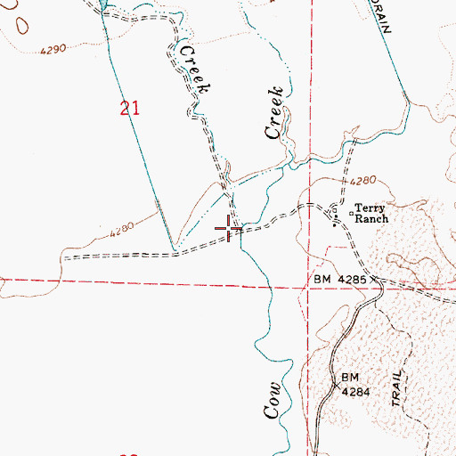 Topographic Map of West Cow Creek, OR