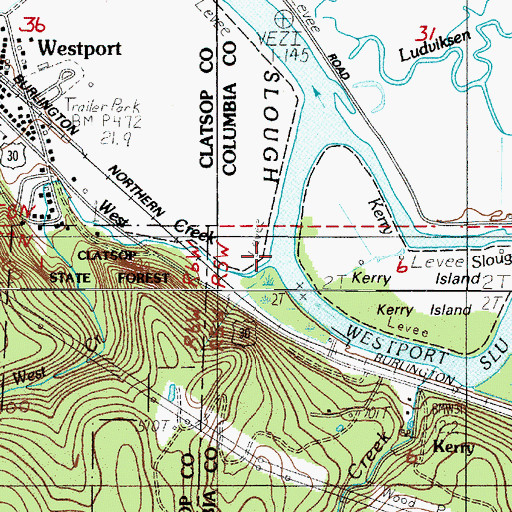 Topographic Map of West Creek, OR