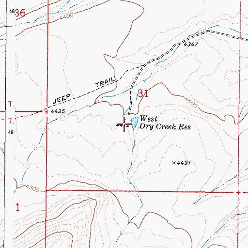 Topographic Map of West Dry Creek Reservoir, OR