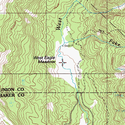 Topographic Map of West Eagle Meadow, OR