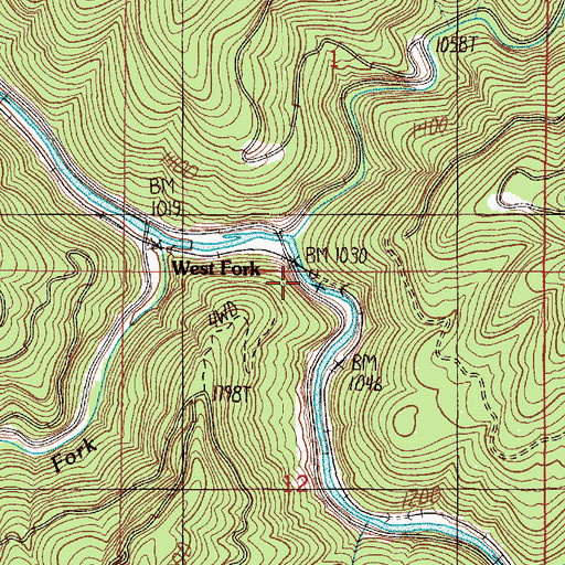 Topographic Map of West Fork, OR