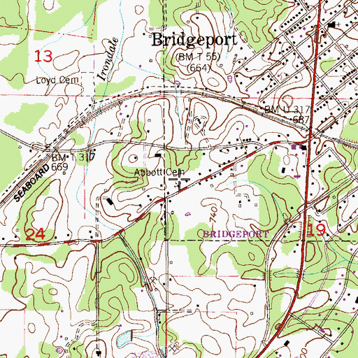 Topographic Map of Abbott Cemetery, AL