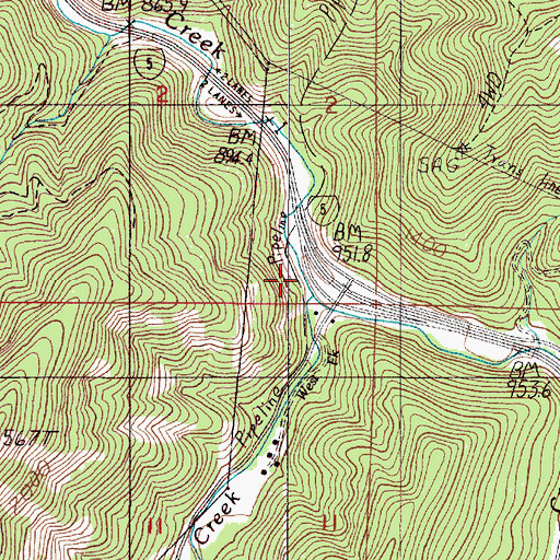 Topographic Map of West Fork Canyon Creek, OR