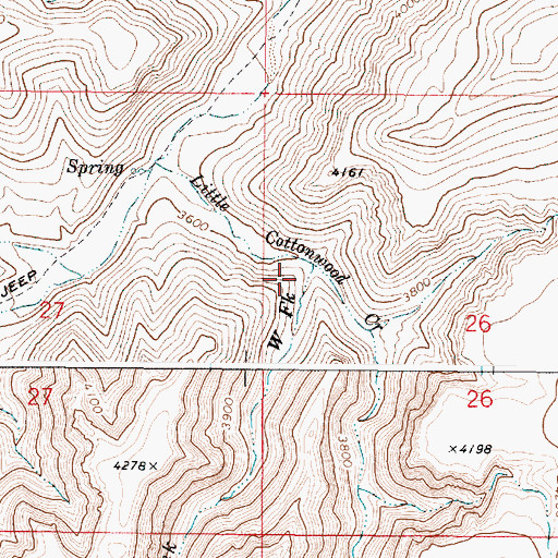 Topographic Map of West Fork Cottonwood Creek, OR