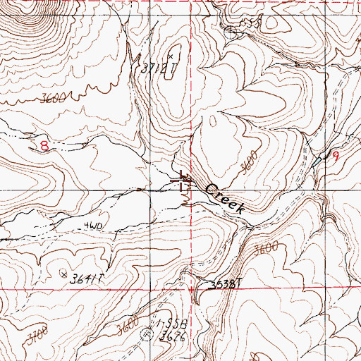 Topographic Map of West Fork Cottonwood Creek, OR