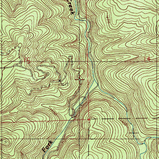 Topographic Map of West Fork Deer Creek, OR