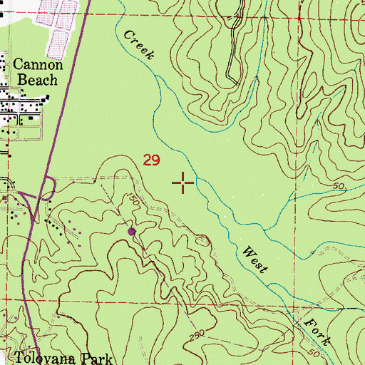 Topographic Map of West Fork Ecola Creek, OR