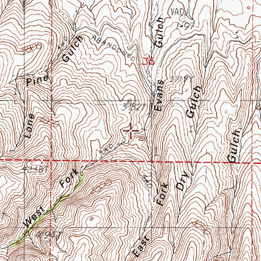 Topographic Map of West Fork Evans Gulch, OR
