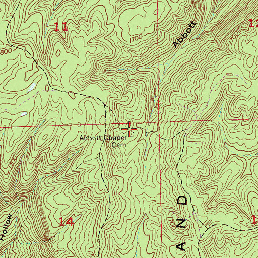 Topographic Map of Abbott Chapel Cemetery, AL