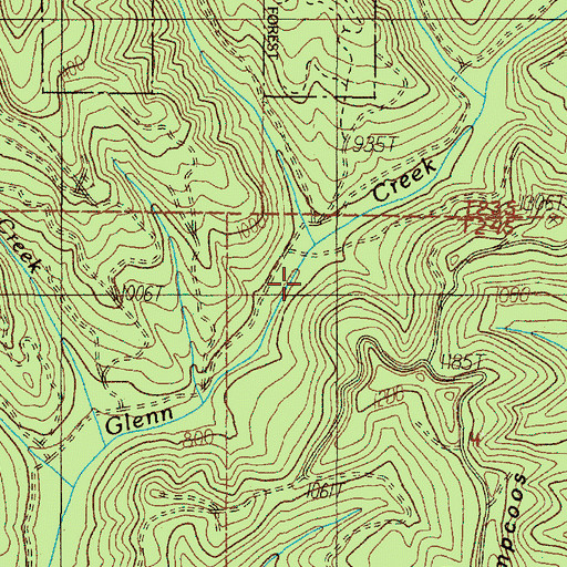 Topographic Map of West Fork Glenn Creek, OR