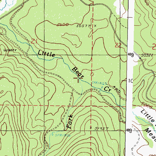 Topographic Map of West Fork Little Bear Creek, OR