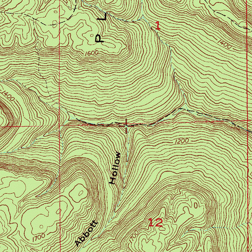 Topographic Map of Abbott Hollow, AL