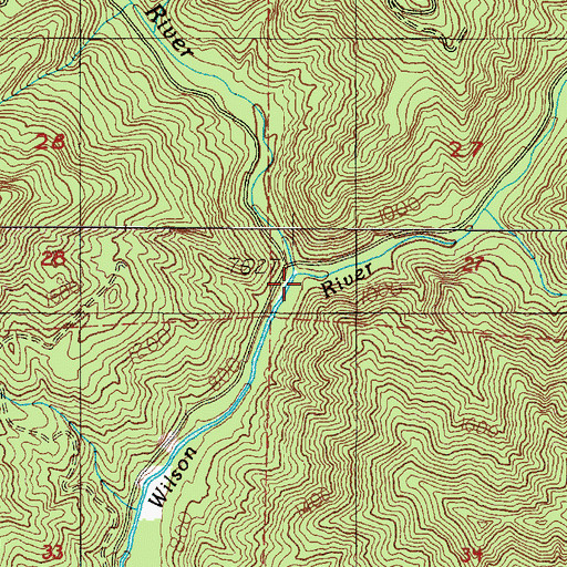 Topographic Map of West Fork North Fork Wilson River, OR
