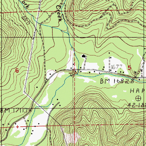 Topographic Map of West Fork Russel Creek, OR