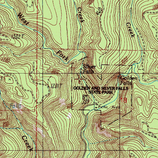 Topographic Map of West Fork Silver Creek, OR