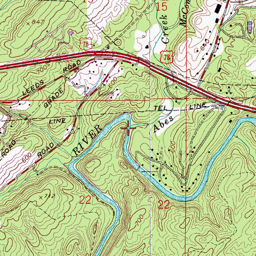 Topographic Map of Abes Creek, AL