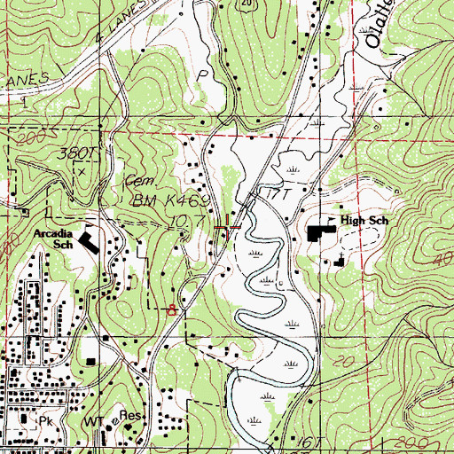 Topographic Map of West Olalla Creek, OR